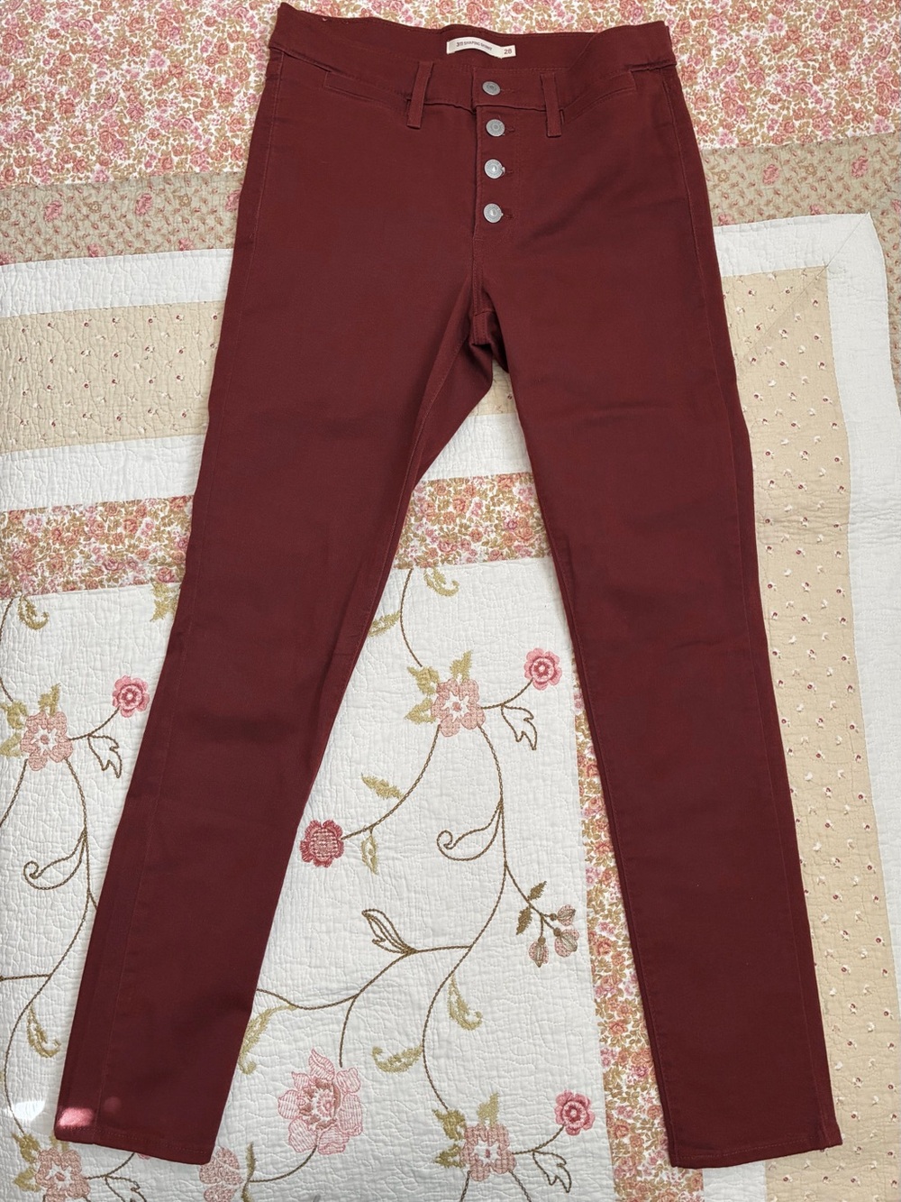 Levi's Skinny High-Rise Jeans with Exposed Button-Fly-Fired Brick Twill- W28 L30
